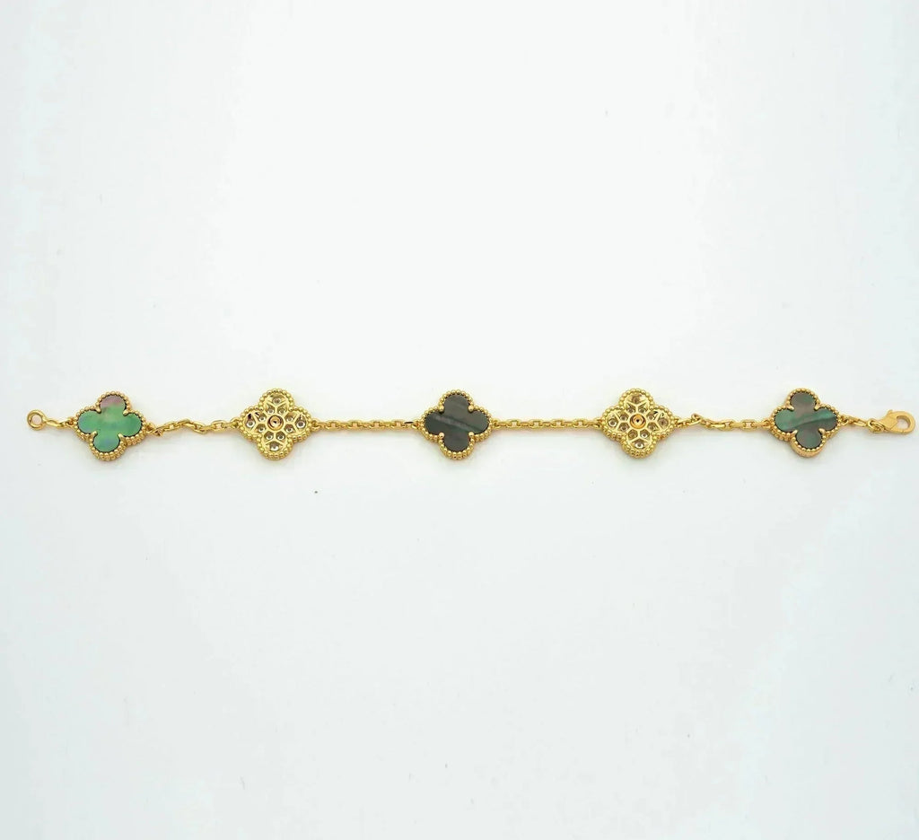 [Timi]New  CLOVER 5 MOTIF GRAY MOP BRACELET COLLECTION