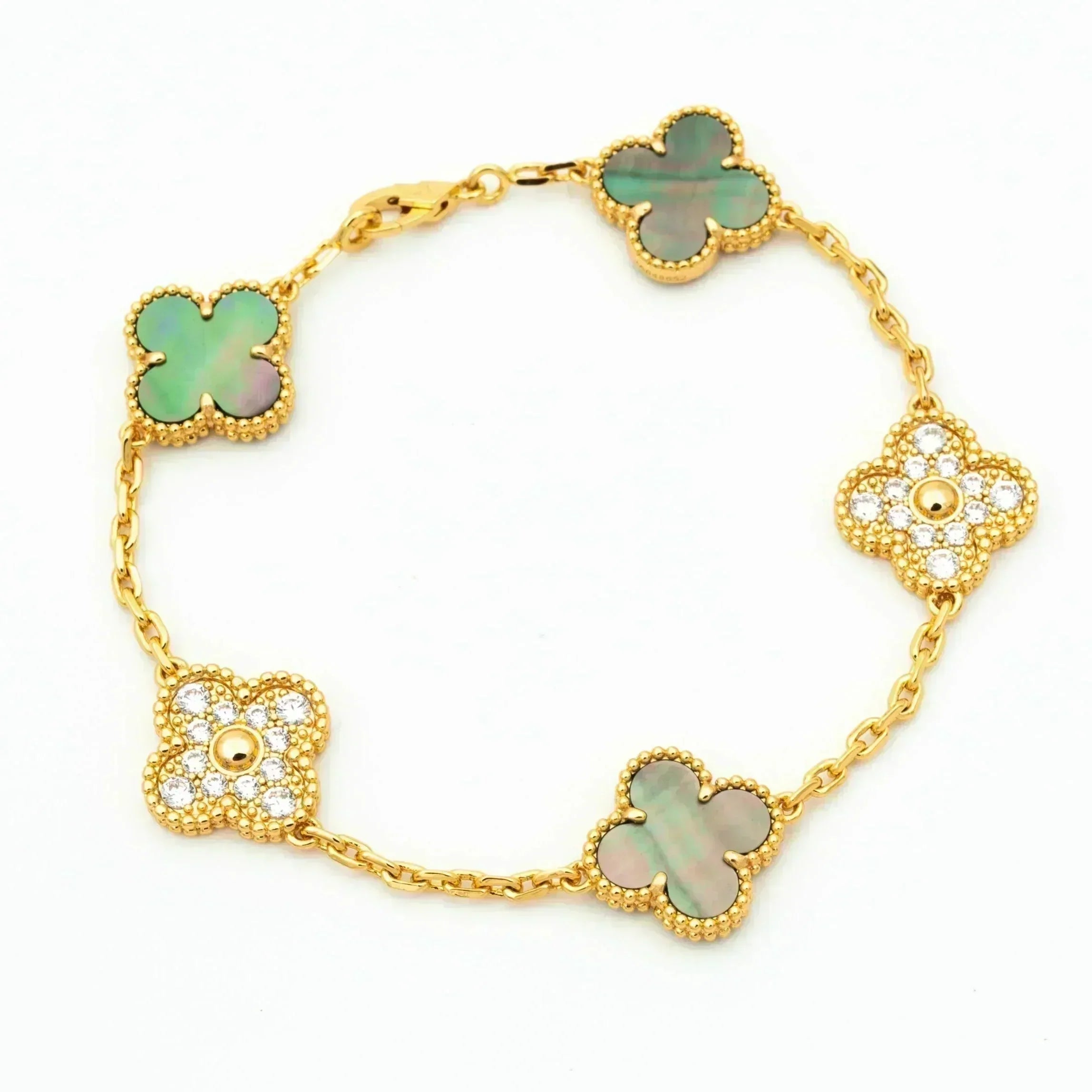 [Timi]New  CLOVER 5 MOTIF GRAY MOP BRACELET COLLECTION