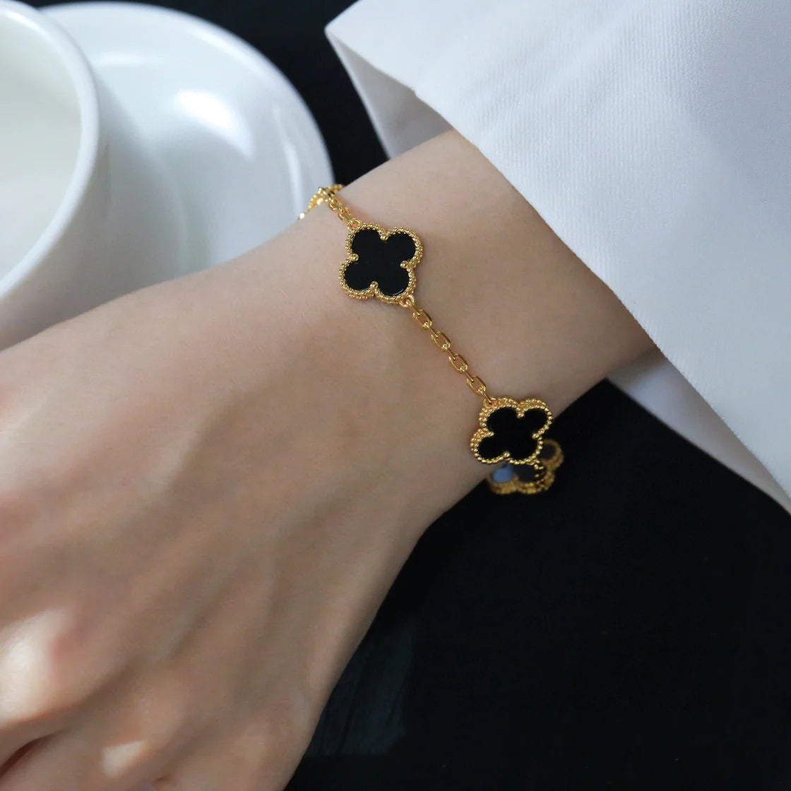 [Timi]New  CLOVER 5 MOTIF ONYXS BRACELET COLLECTION