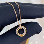 TimiTRINITY NECKLACE SILVER GOLD PINK GOLD DIAMONDS