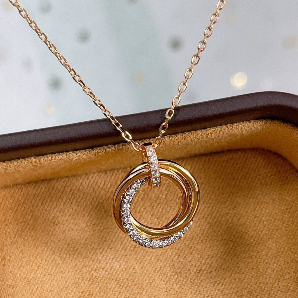 TimiTRINITY NECKLACE SILVER GOLD PINK GOLD DIAMONDS