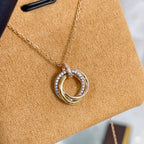 TimiTRINITY NECKLACE SILVER GOLD PINK GOLD DIAMONDS