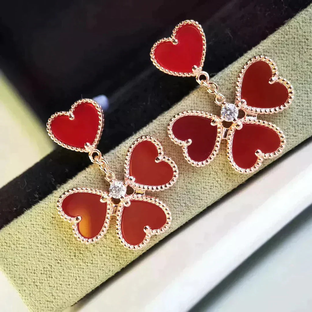 TimiSWEET CLOVER CARNELIAN EARRINGS