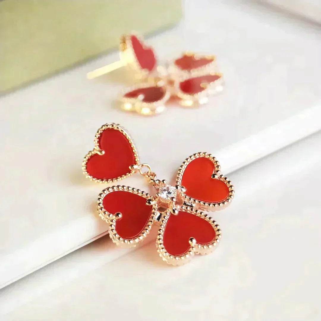 TimiSWEET CLOVER CARNELIAN EARRINGS
