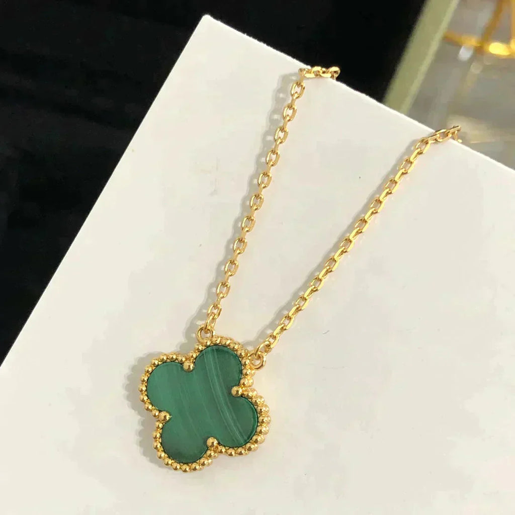 TimiCLOVER 15MM MALACHITE SINGLE FLOWER  NECKLACE