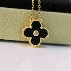 TimiCLOVER 15MM DIAMOND ONYX NECKLACE