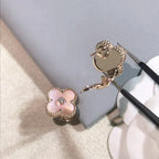 TimiCLOVER MEDIUM 1 MOTIFS  PINK MOP DIAMOND EARRINGS