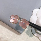 TimiCLOVER MEDIUM 1 MOTIFS  PINK MOP DIAMOND EARRINGS