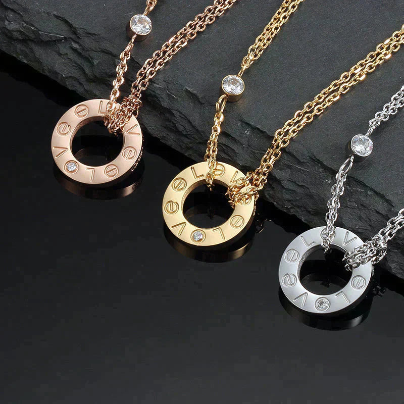 TimiLOVE NECKLACE 16MM 2 DIAMONDS