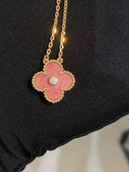 TimiCLOVER 15MM DIAMOND RHODONITE NECKLACE