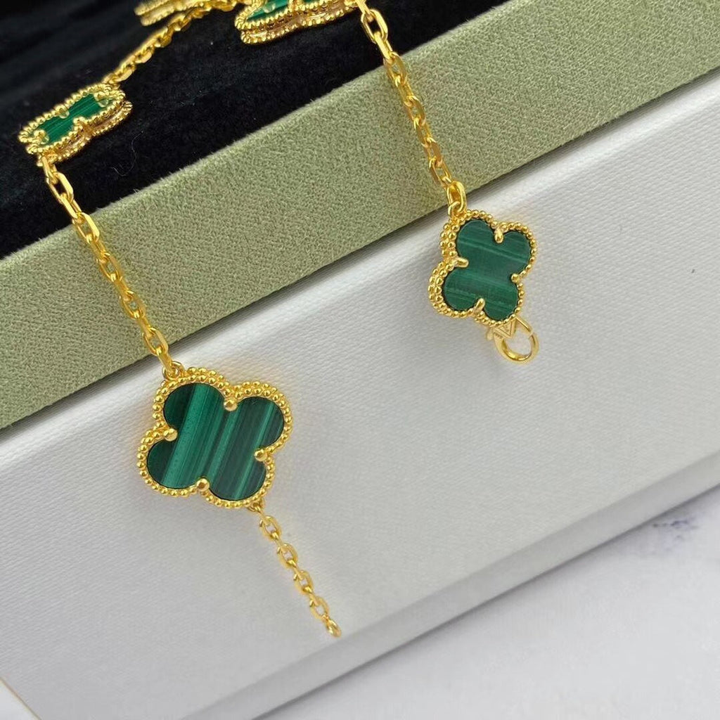 ¡®Timi¡¯MAGIC CLOVER MALACHITE GOLD BRACELET 5 MOTIFS