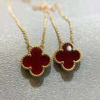 TimiCLOVER 15MM CARNELIAN SINGLE FLOWER NECKLACE