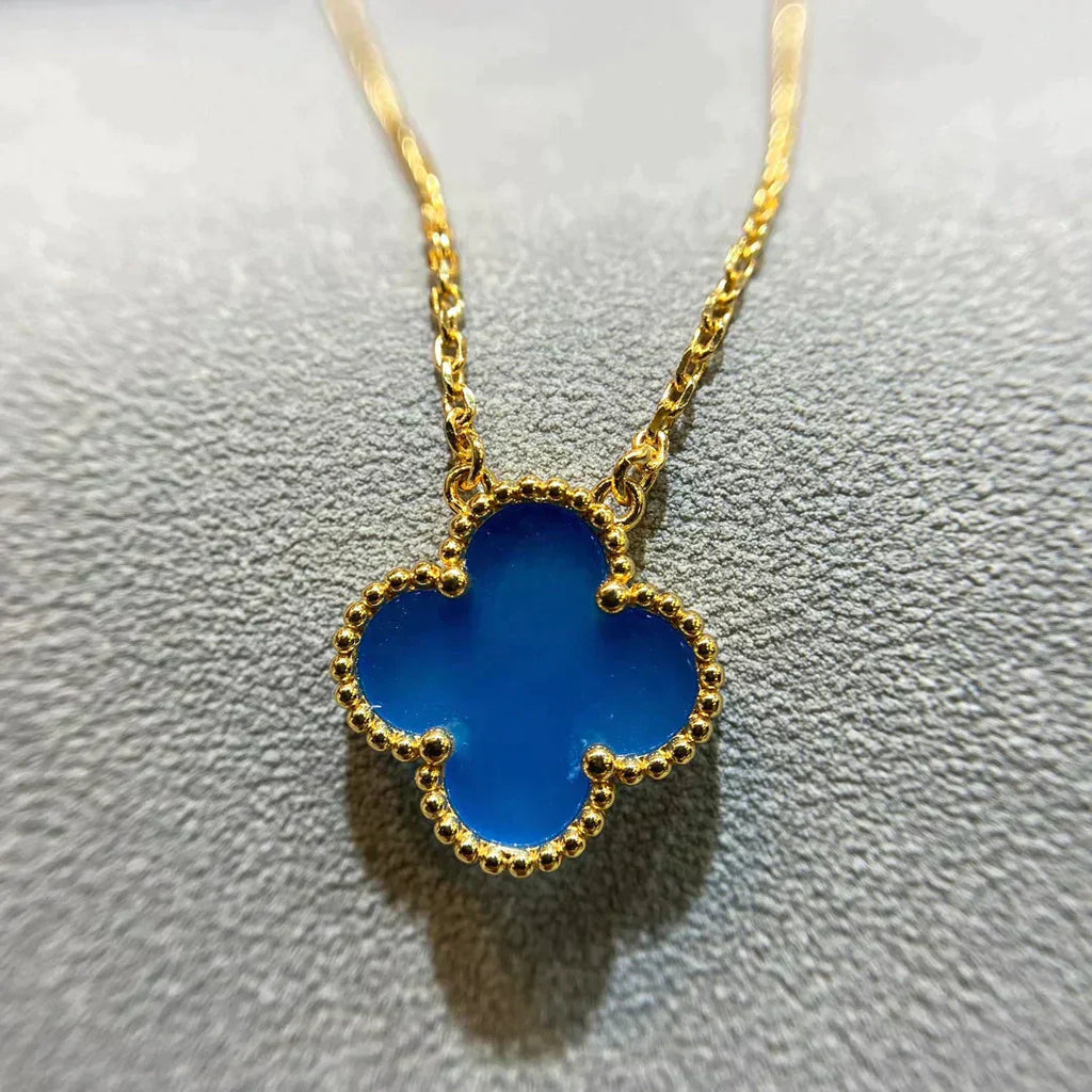 TimiCLOVER 15MM BLUE AGATE NECKLACE
