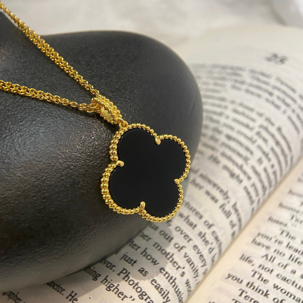 TimiCLOVER 25MM NECKLACE GOLD ONYX