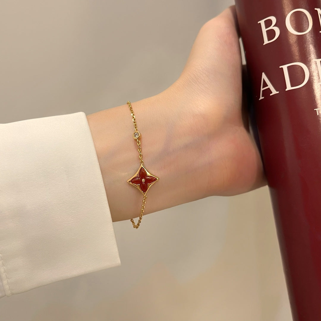 TimiCOLOR STAR CARNELIAN PINK GOLD DIAMOND BRACELET