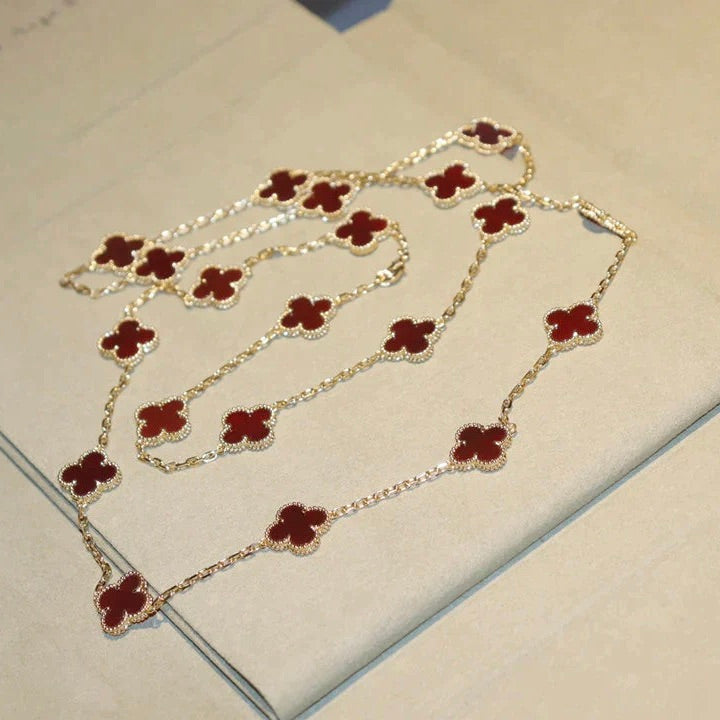 TimiCLOVER 20 MOTIFS CARNELIAN NECKLACE
