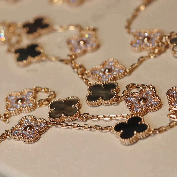 TimiCLOVER 20 MOTIFS DARK MOP DIAMOND  NECKLACE