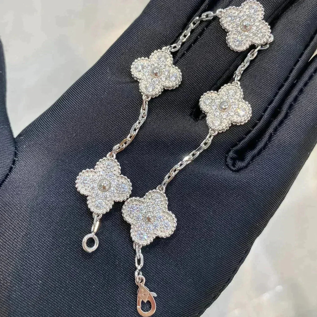 [Timi] New  CLOVER 5 MOTIF FULL DIAMOND BRACELET COLLECTION