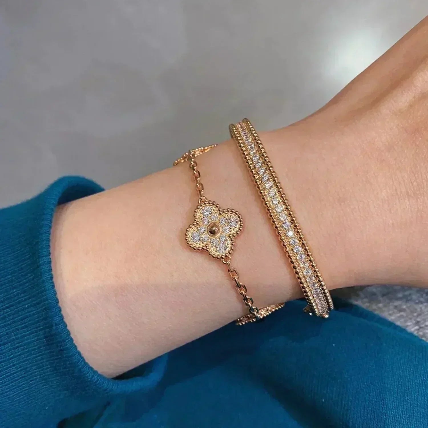 [Timi] New  CLOVER 5 MOTIF FULL DIAMOND BRACELET COLLECTION