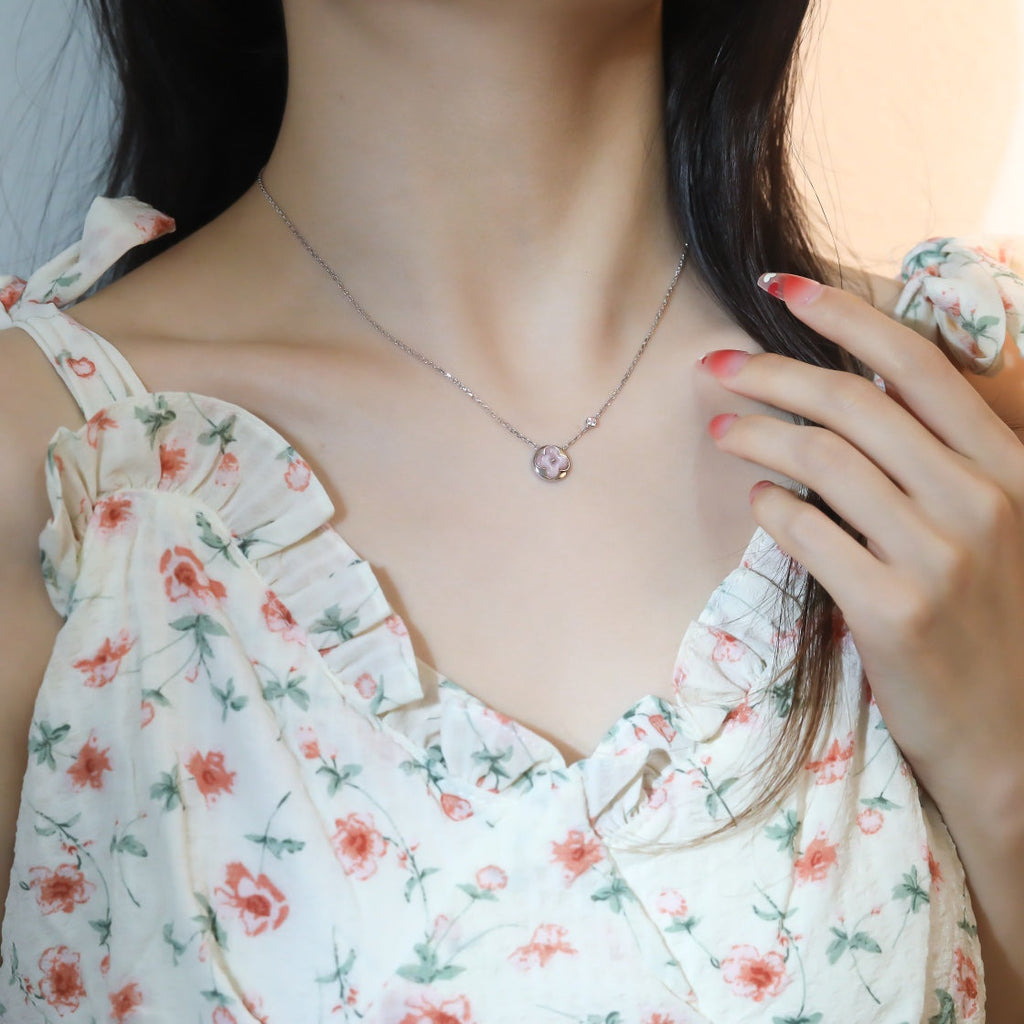 TimiSUN PEDANT PINK GOLD 1 DIAMOND NECKLACE