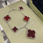 ¡®Timi¡¯CLOVER 5 MOTIFS SIVLER CARNELIAN BRACELET