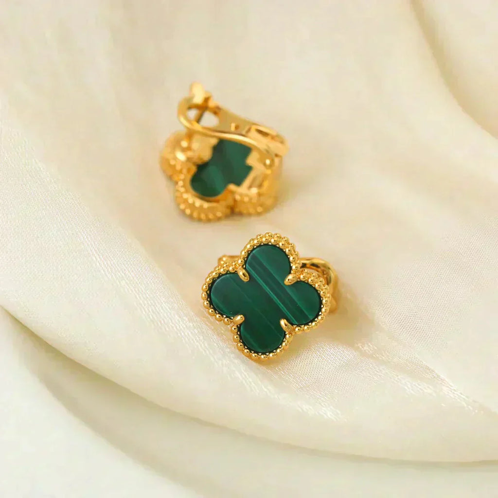 TimiCLOVER MEDIUM 1 MOTIFS MALACHITE  EARRINGS