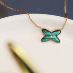 TimiJEUX MALACHITE 1 DIAMOND PINK GOLD NECKLACE