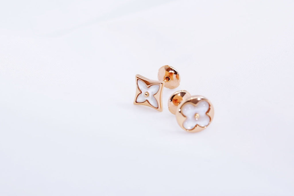 TimiSTAR AND SUN PINK GOLD MOP STUD EARRINGS