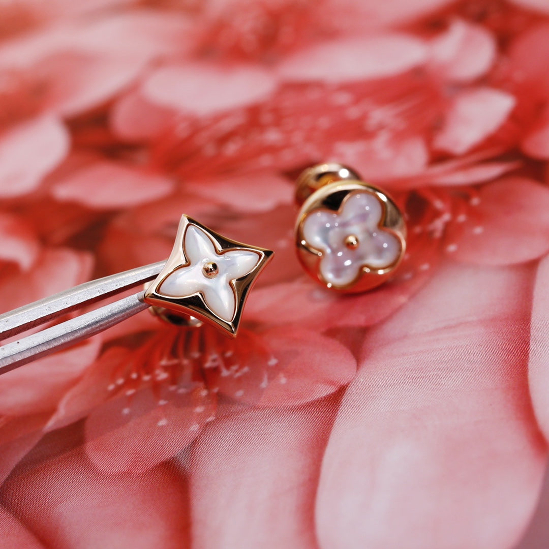 TimiSTAR AND SUN PINK GOLD MOP STUD EARRINGS