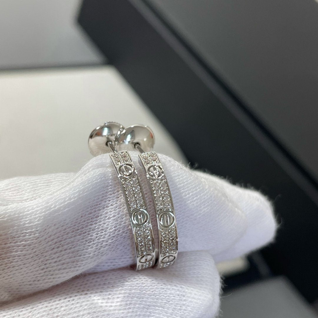 TimiLOVE DIAMOND SILVER HOOP EARRINGS
