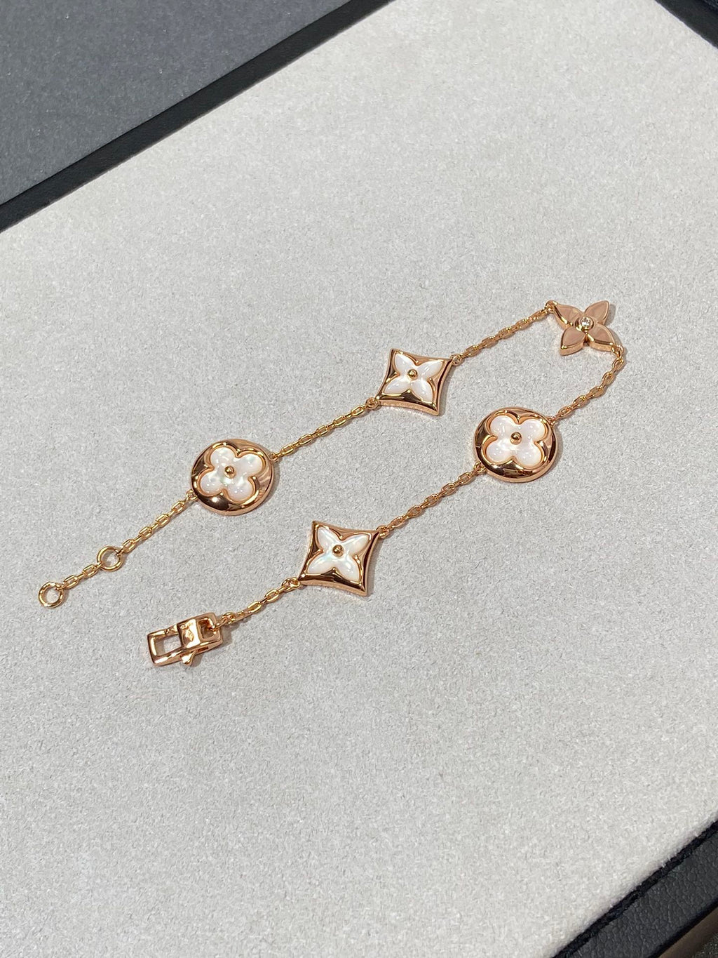 TimiSTAR AND SUN 5 MOTIF MOP PINK GOLD BRACELET