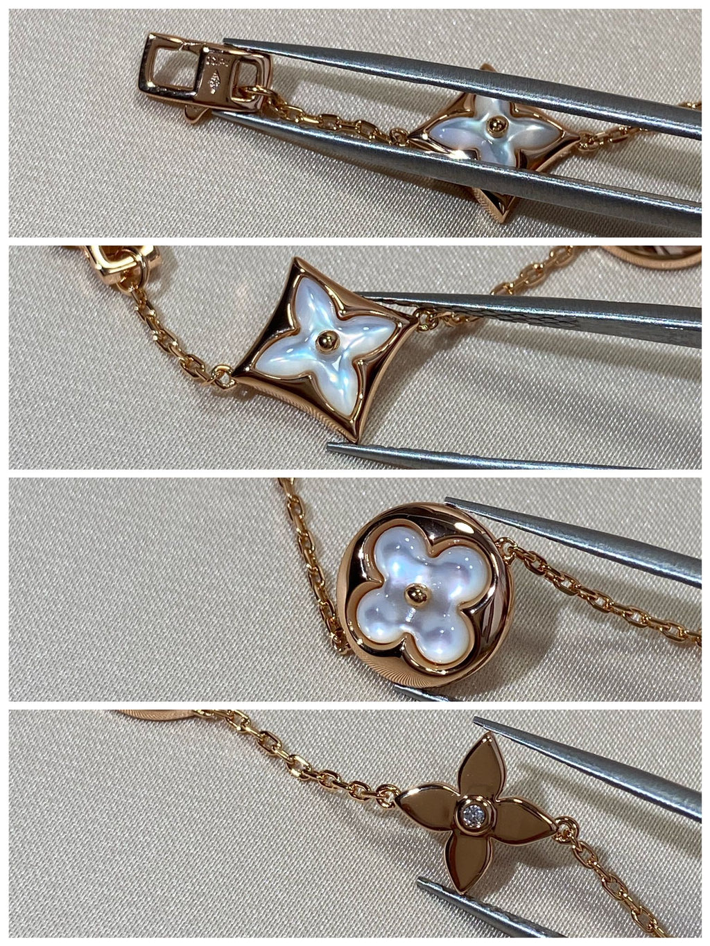 TimiSTAR AND SUN 5 MOTIF MOP PINK GOLD BRACELET