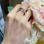 TimiLOVE PINK GOLD SILVER DIAMOND DOUBLE RING