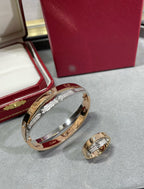 TimiLOVE PINK GOLD SILVER DIAMOND DOUBLE RING