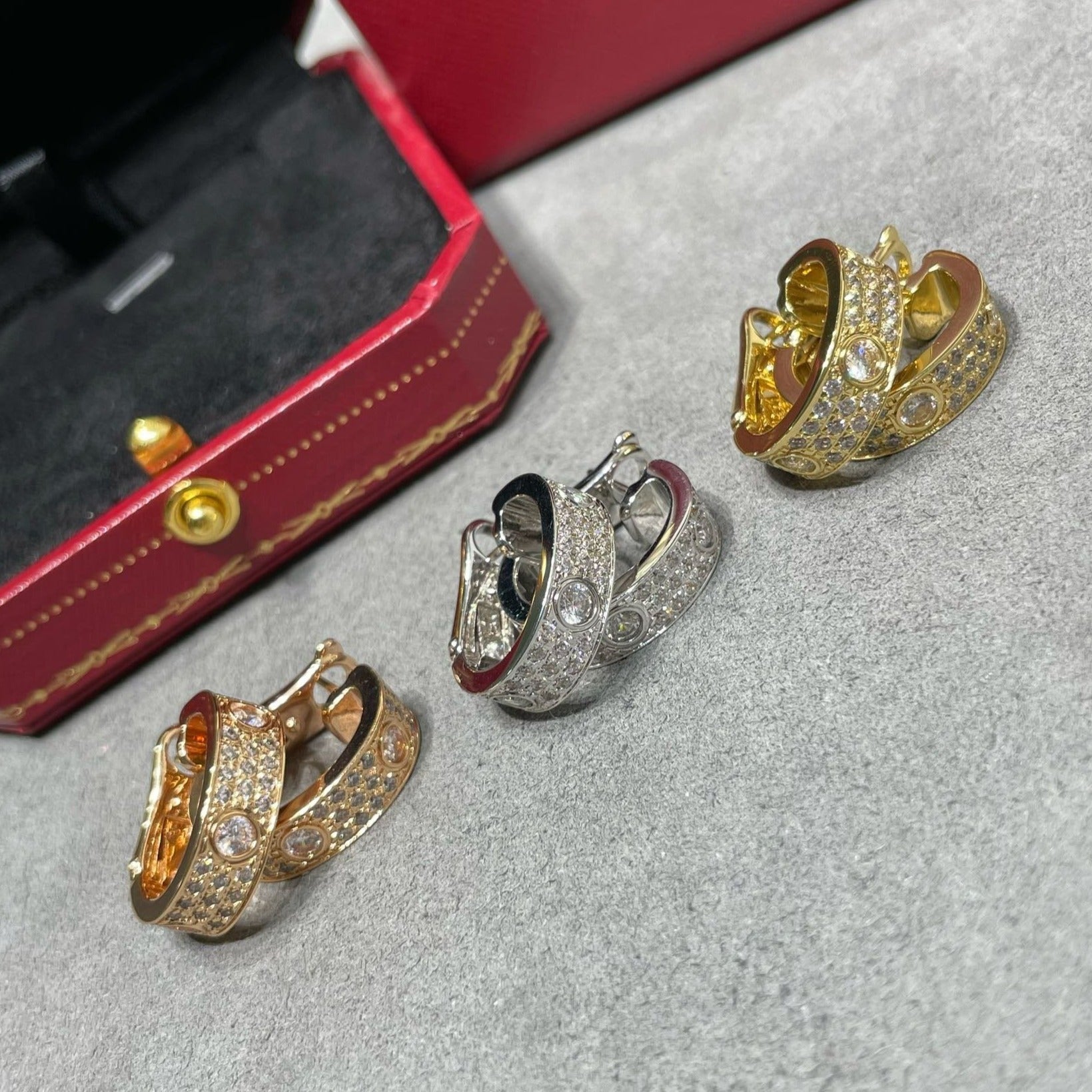 TimiLOVE 5.5MM DIAMOND PAVED EARRINGS