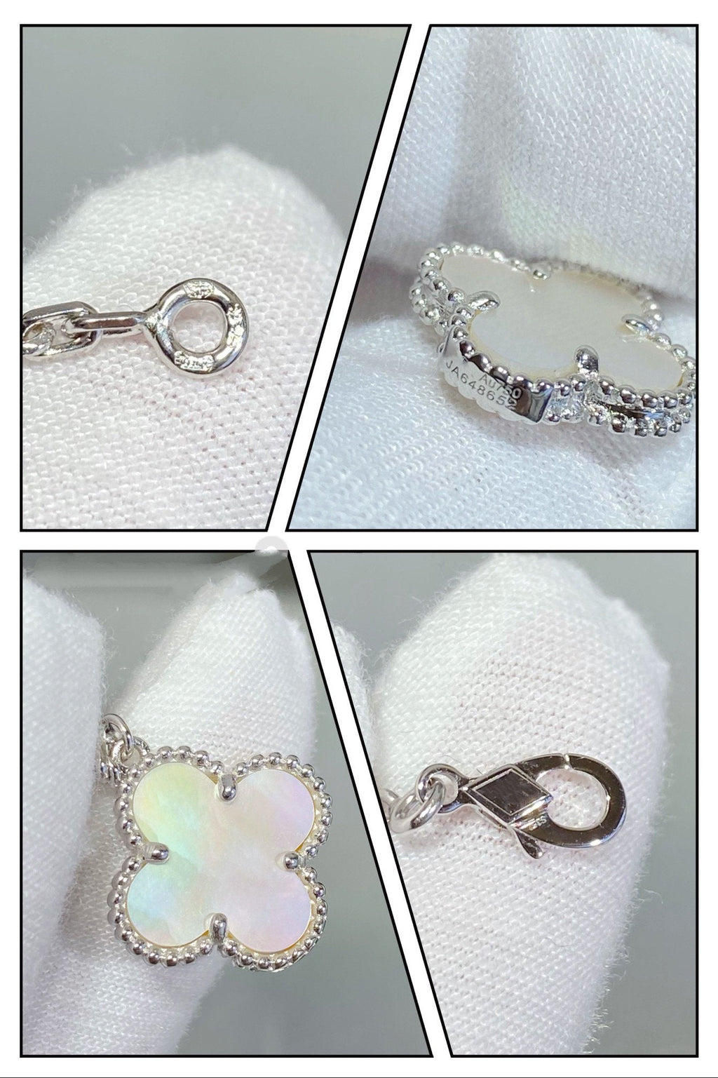 ¡®Timi¡¯CLOVER 5 MOTIF WHITE MOP SILVER BRACELET