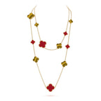 TimiCLOVER 16 MOTIF CARNELIAN TIGER EYE ROSE GOLD NECKLACE