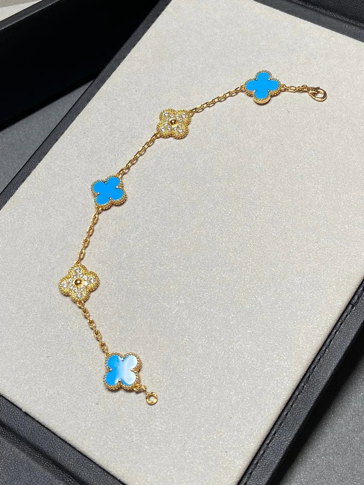[Timi]New CLOVER 5 MOTIF BLUE AGATE BRACELET COLLECTION