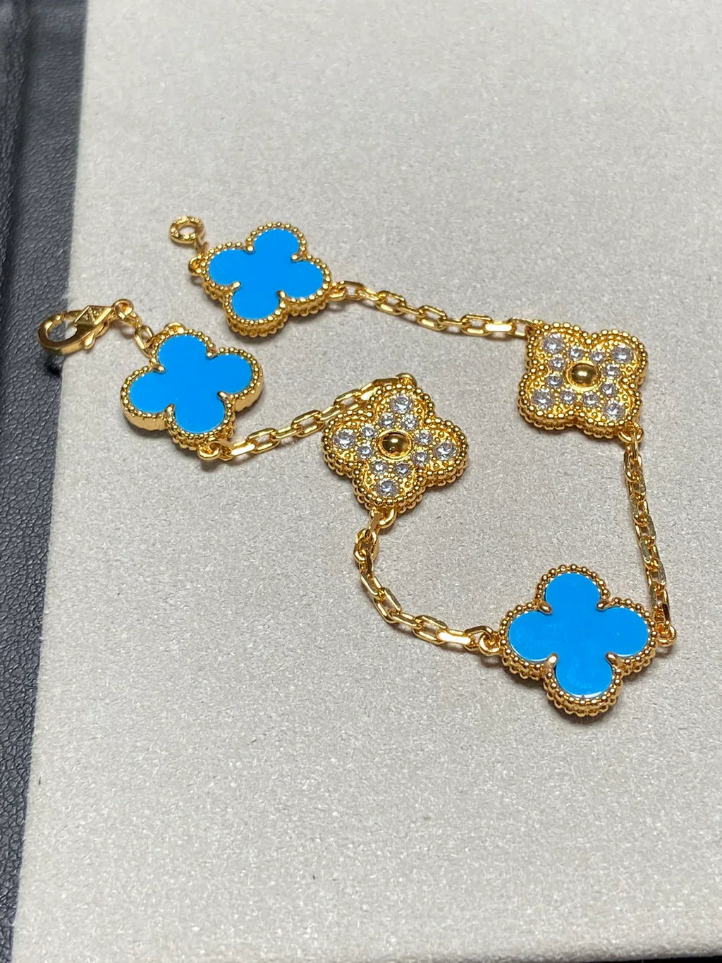 [Timi]New CLOVER 5 MOTIF BLUE AGATE BRACELET COLLECTION