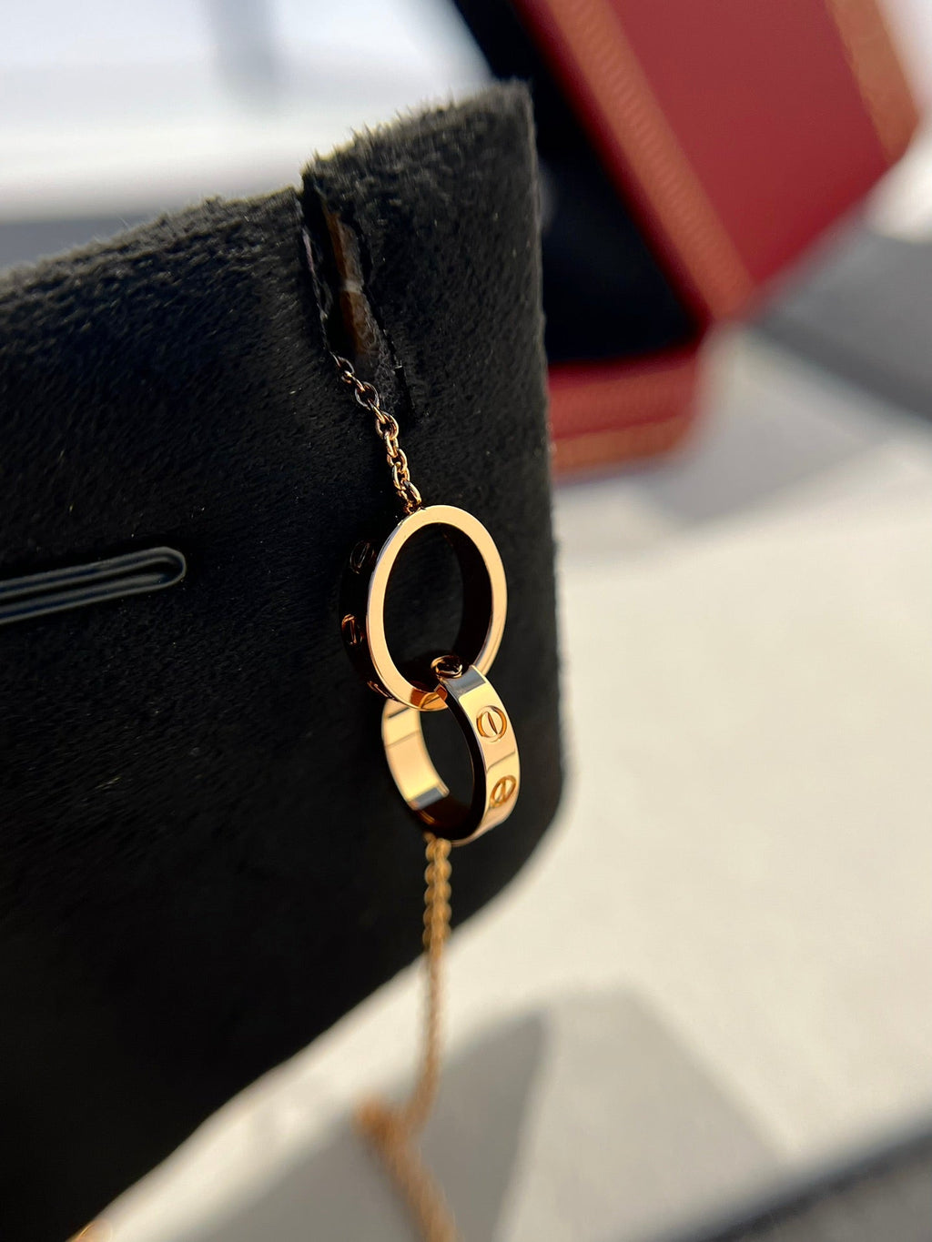 TimiLOVE NECKLACE DOUBLE RING PINK GOLD