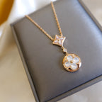 TimiSTAR AND SUN WHITE MOP 2 MOTIF PINK GOLD NECKLACE