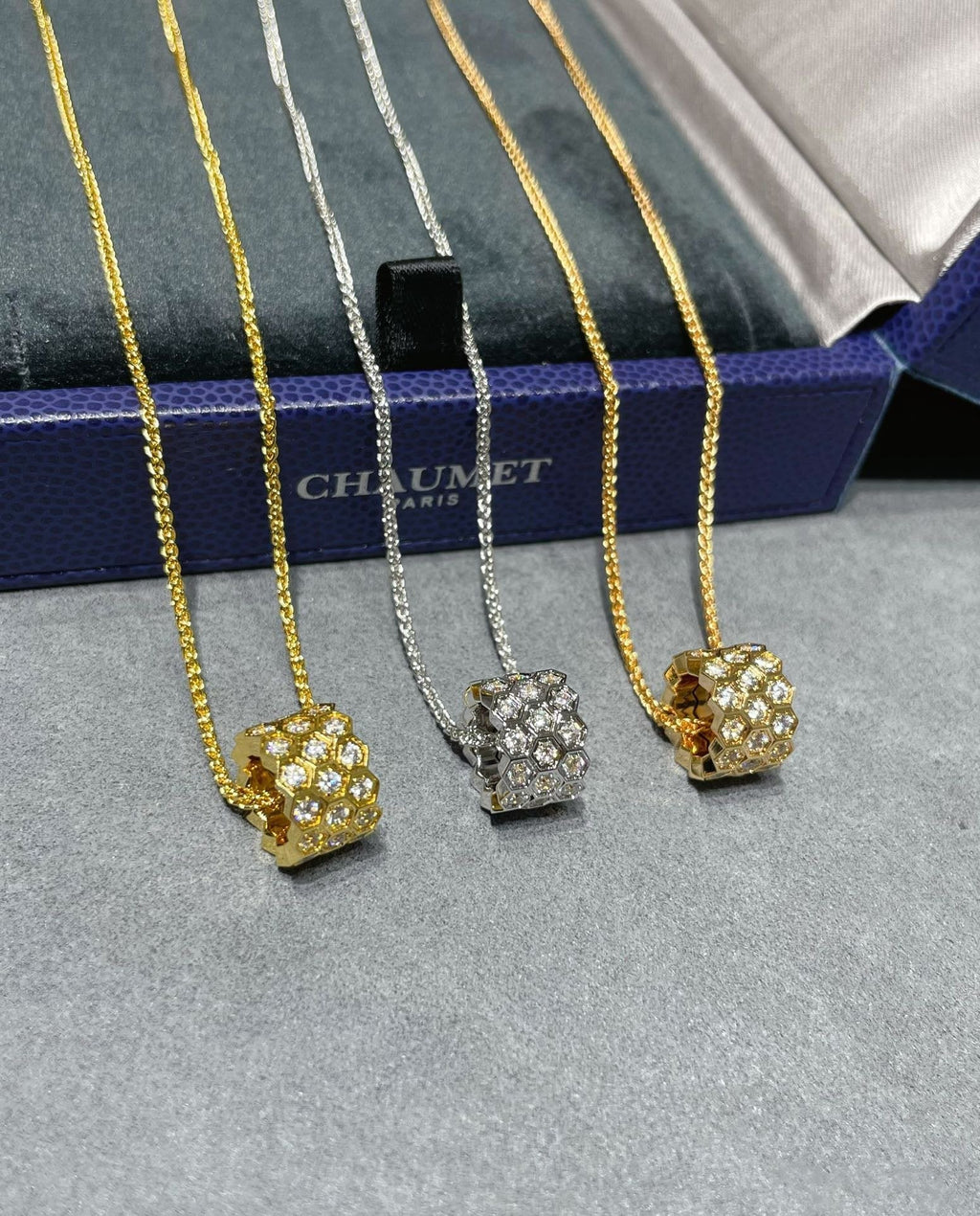 TimiBEE LOVE DIAMOND PAVED 3 ROW NECKLACE