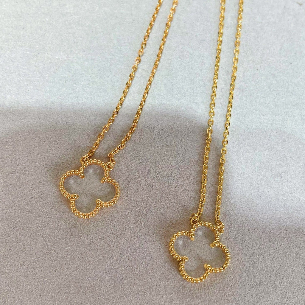 TimiCLOVER ROCK CRYSTAL ROSE GOLD NECKLACE