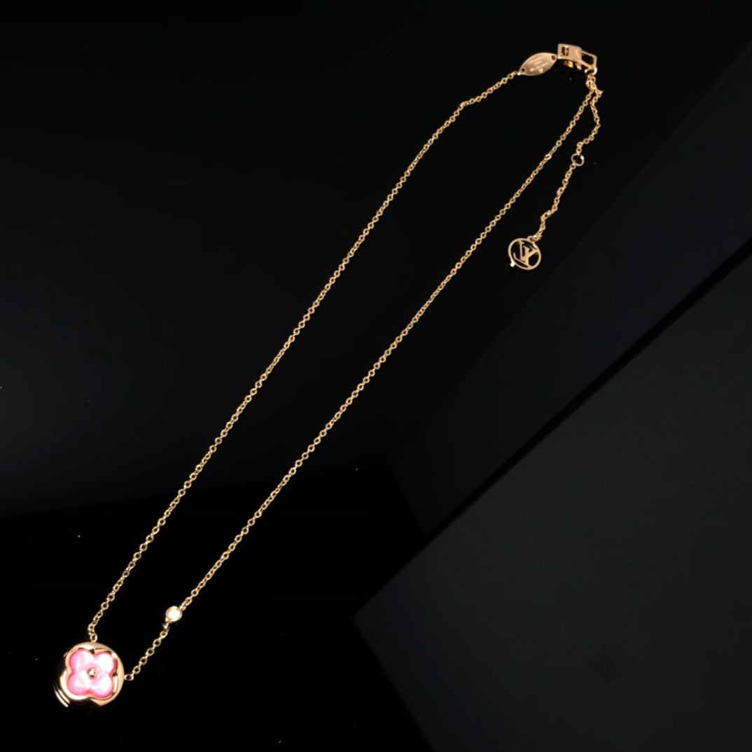 TimiCOLOR BLOSSOM PINK MOP SUN GOLD NECKLACE