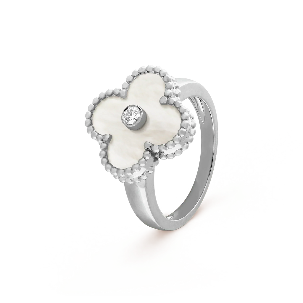TimiCLOVER SILVER MOP DIAMOND RING