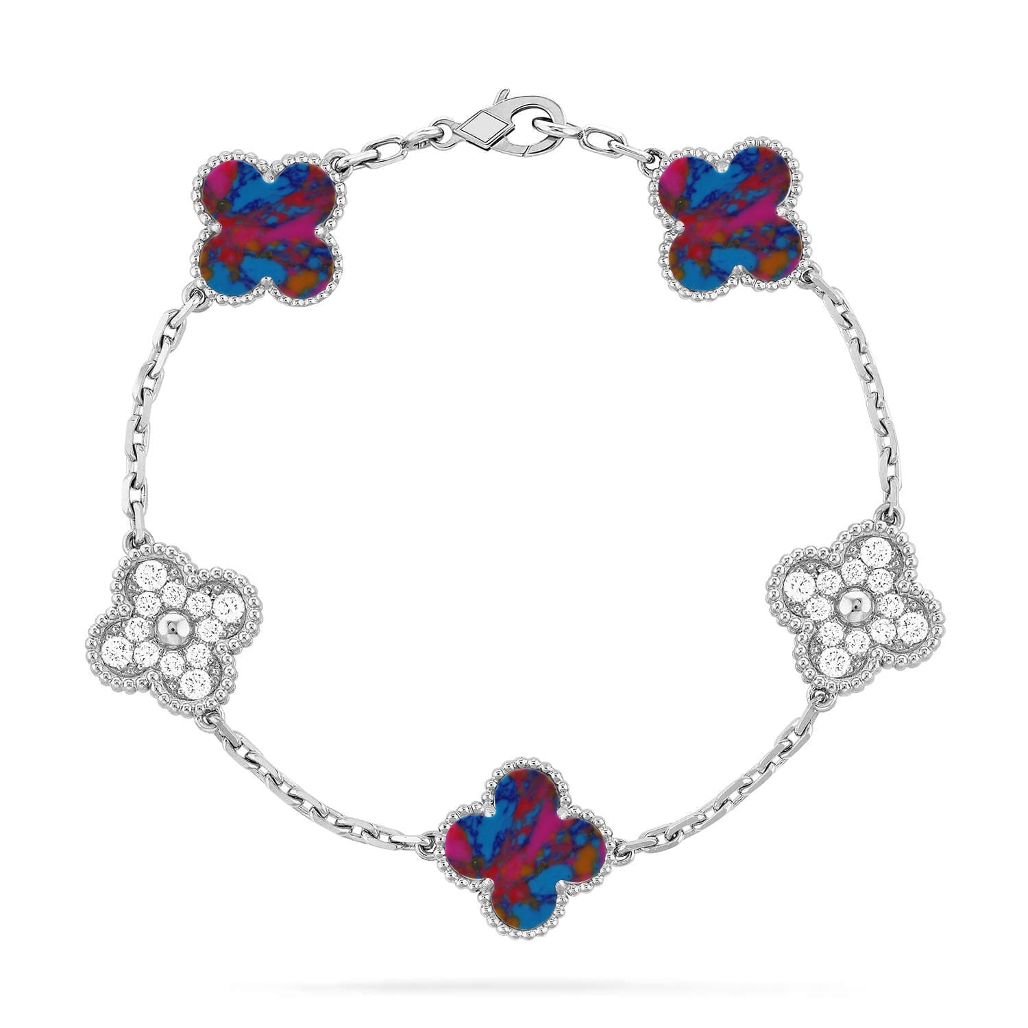 [Timi]New CLOVER 5 MOTIF COLOR GEMSTONES BRACELET COLLECTION