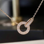 TimiLOVE 7.6MM NECKLACE ROSE GOLD AND SILVER  FULL DIAMOND