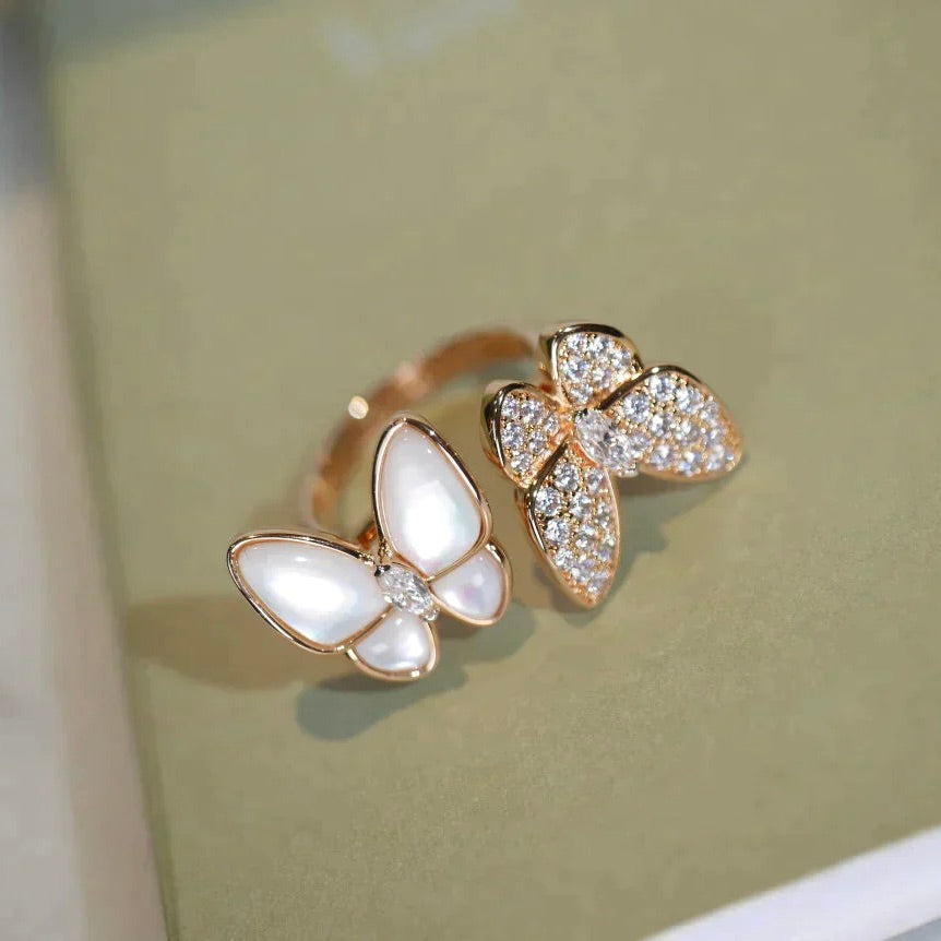 TimiTWIN BUTTERFLY DIAMOND MOP RING