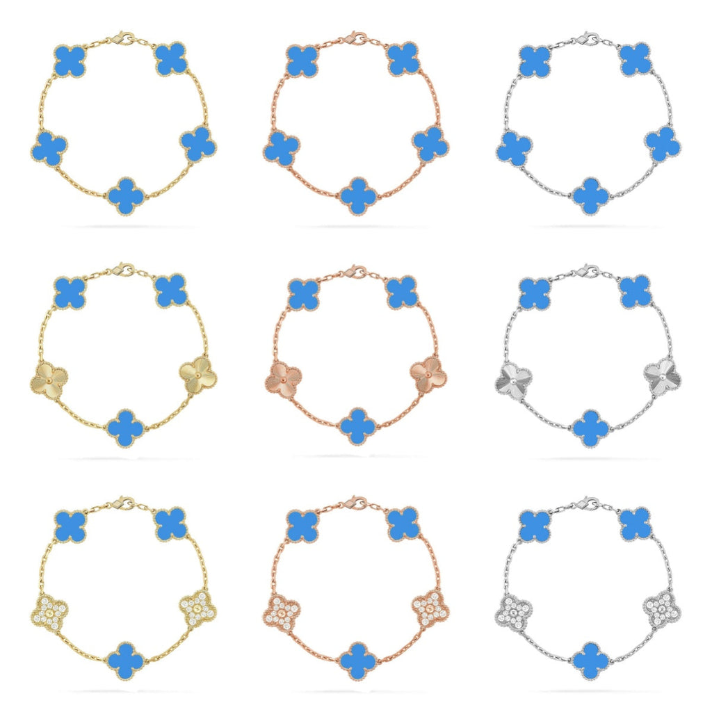 [Timi]New CLOVER 5 MOTIF BLUE AGATE BRACELET COLLECTION