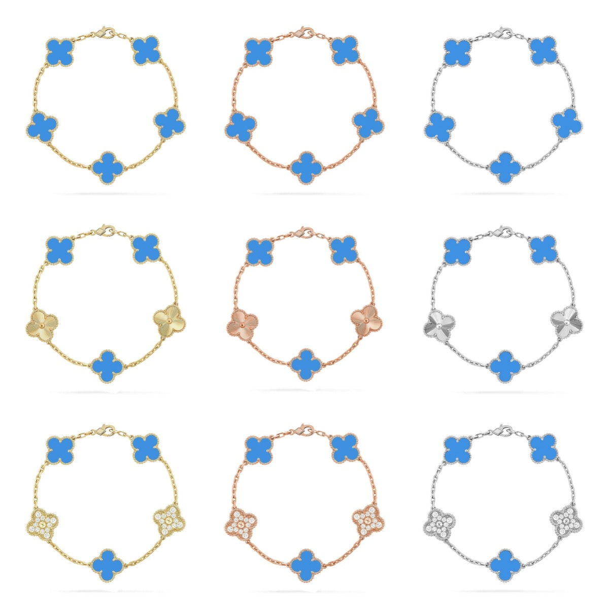 [Timi]New CLOVER 5 MOTIF BLUE AGATE BRACELET COLLECTION
